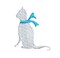 White Cat, Silhouette, Blue Ribbon, Kitten, Pets, Embroidered, Iron on Patch